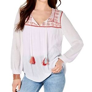 Macy’s bohemian festival embroidered tunic top